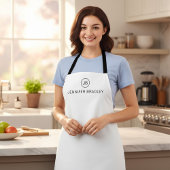 Monogram Aangepaste naam Wit en Zwart Schort