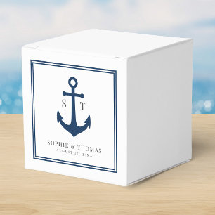 Monogram Aangepaste Rand en Anker Kleur Nautisch Bedankdoosjes