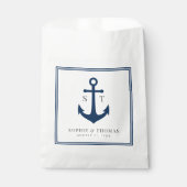 Monogram Aangepaste Rand en Anker Kleur Nautisch Bedankzakje (Voorkant)