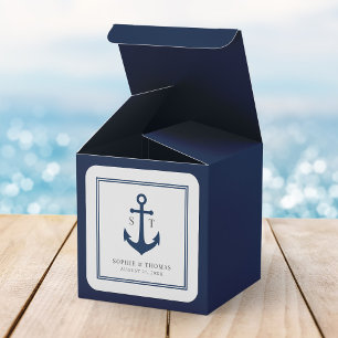 Monogram Aangepaste Rand en Anker Kleur Nautisch Vierkante Sticker