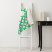 Monogram Aangepaste Retro Daisies Roze en Groen Sherpa Deken (In situ)