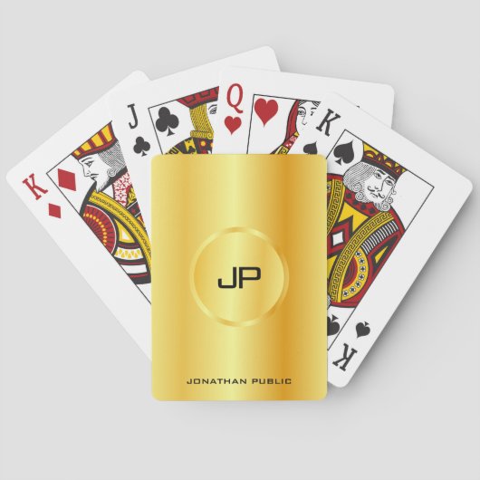 Monogram Aangepaste Sjabloon Gold look Modern Pokerkaarten (Achterkant)
