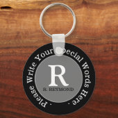 monogram + aangepaste tekst goedkoop op mooie prom sleutelhanger (Voorkant)