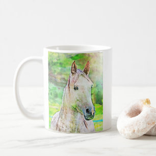 Monogram aangepaste Waterverf Stijl Paarden Koffiemok