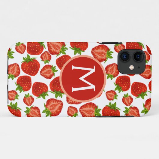 Monogram Aardbeien Aardbeifoon Case-Mate iPhone Case (Achterkant (horizontaal))