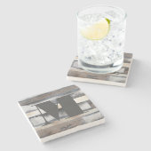 Monogram | Aarde en rook I Stenen Onderzetter (Zijkant)