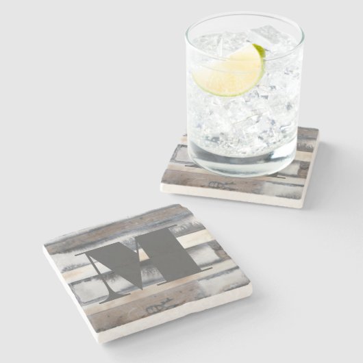 Monogram | Aarde en rook I Stenen Onderzetter (Zijkant)