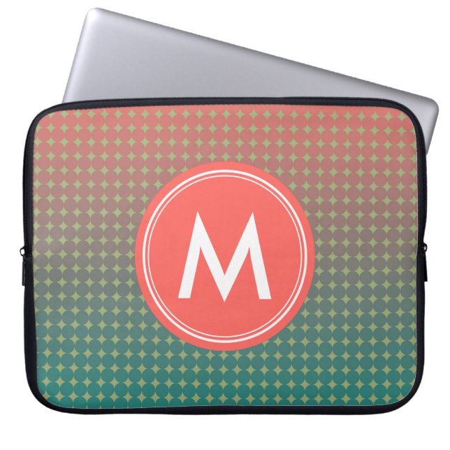 Monogram abstract  balkkleurmengsel laptop sleeve (Voorkant)