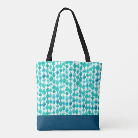 Monogram abstract blauw en Aqua Waterverf Draagtas (Achterkant)
