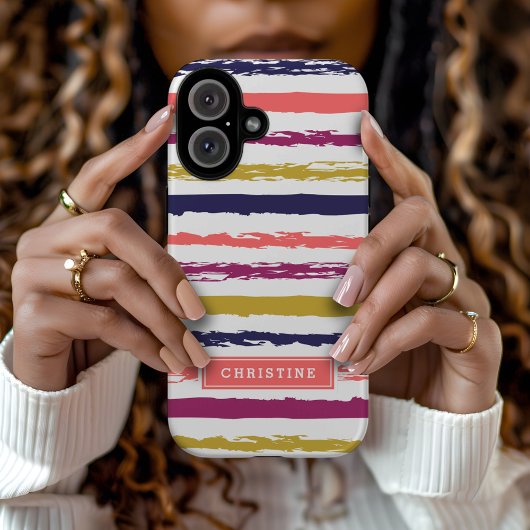 Monogram abstract gekleurde strepen Case-Mate iPhone case