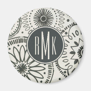 Monogram Abstract Kami-patroon Magneet