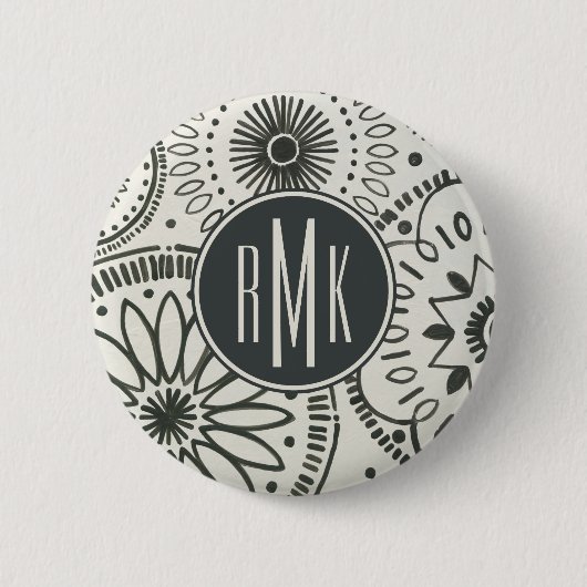Monogram | Abstract Kami-patroon Ronde Button 5,7 Cm (Voorkant)
