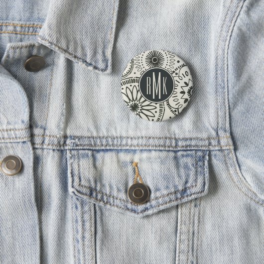 Monogram | Abstract Kami-patroon Ronde Button 5,7 Cm (In situ)