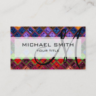 Monogram abstract kleurig mozaïekpatroon #5 visitekaartje