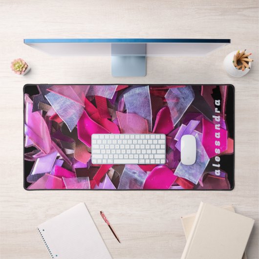 Monogram Abstract Pink Purple Ribbon Pieces 3D (Bureau 1)