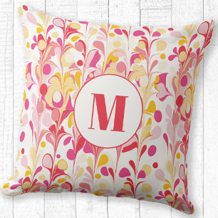 Monogram Abstract Retro Marmeren Patroon Kussen