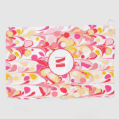 Monogram Abstract Retro Marmeren Patroon Roze Golfhanddoek (Horizontaal)
