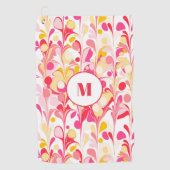 Monogram Abstract Retro Marmeren Patroon Roze Golfhanddoek (Voorkant)