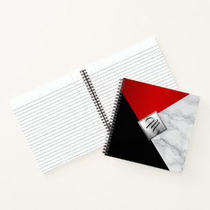 Monogram Abstract rood, zwart en marmer Notitieboek