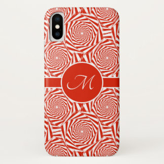 Monogram Abstract rozenpatroon iPhone X Hoesje