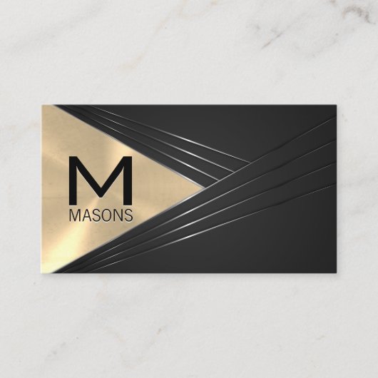 Monogram | Abstracte metalen gouden achtergrond Visitekaartje (Voorkant)