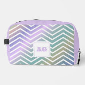 Monogram abstracte regenboog chevron gesneden naai toilettasje (Voorkant)