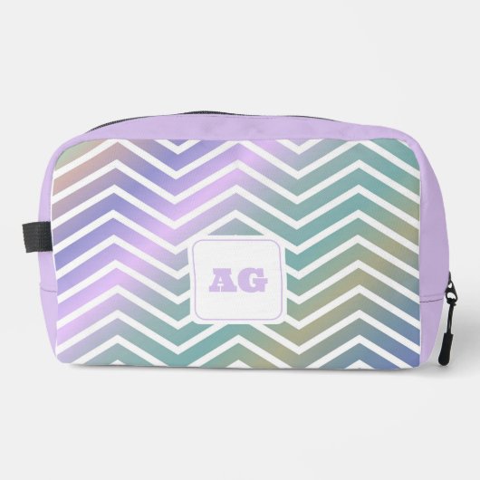 Monogram abstracte regenboog chevron gesneden naai toilettasje (Voorkant)