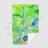 Monogram Abstracte Waterverf van het Bosbos Golfhanddoek (Insitu)