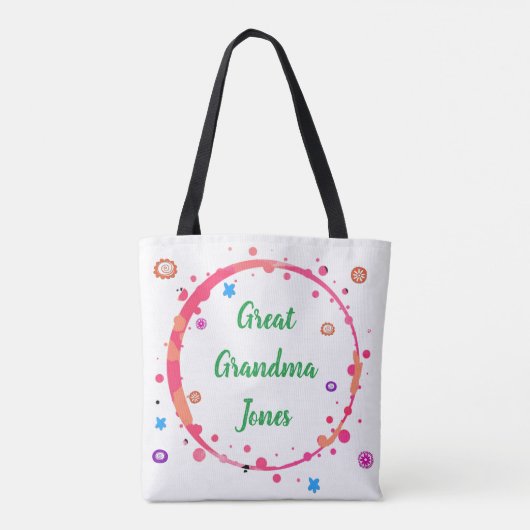 Monogram achter-oma bloementuin ontwerp draagtas (Achterkant)