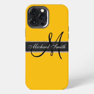 Monogram Achtergrond Amber Kleur iPhone 13 Pro Max Hoesje