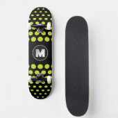 Monogram Acid green Polka Dots Pattern Skateboard (Voorkant)