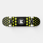 Monogram Acid green Polka Dots Pattern Skateboard (Horizontaal)
