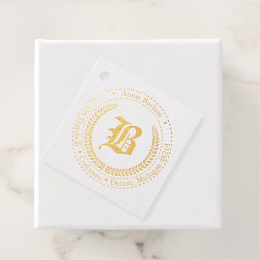 Monogram adres bedankjes labels (Met doos)