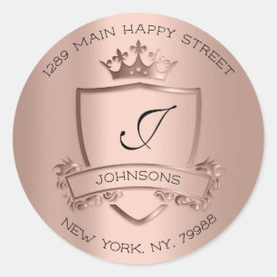 Monogram adres Crown Royal RSVP Roos Bridal Ronde Sticker