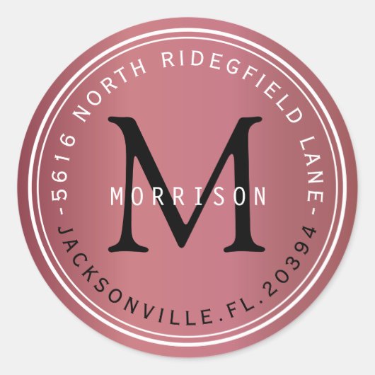 Monogram Adres Etiket in Roos Dusty (Voorkant)