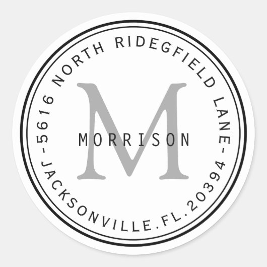 Monogram Adres Label in wit (Voorkant)