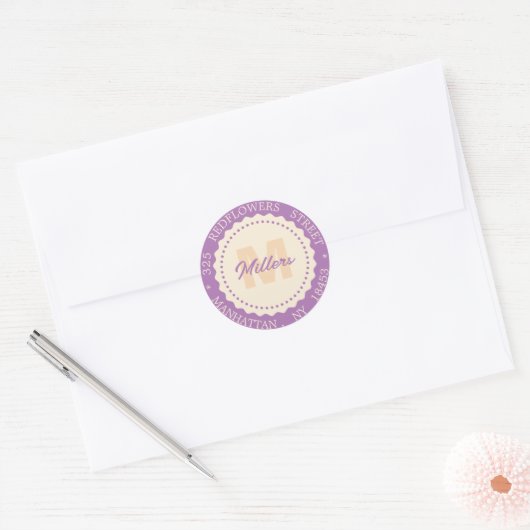 Monogram adres sticker met aangepaste naam (Envelop)