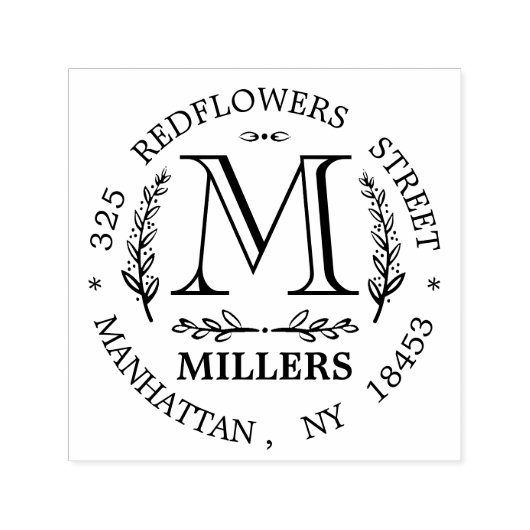 Monogram adres Weduwstempel Zelfinktende Stempel (Design)
