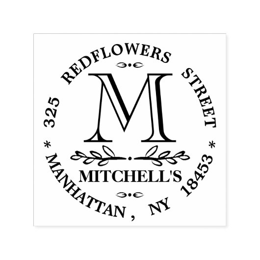 Monogram adres Weduwstempel Zelfinktende Stempel (Design)