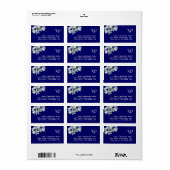 Monogram adres zeemacht en witte hydrangea etiket (Full Sheet)