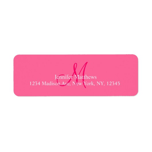 Monogram Adresetiketten Roze Etiket (Voorkant)
