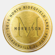 Monogram adreslabel in Gold Metallic