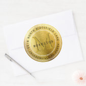 Monogram adreslabel in Gold Metallic Ronde Sticker (Envelop)