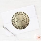Monogram adreslabel in goud ronde sticker (Envelop)