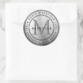 Monogram adreslabel in zilver ronde sticker (Tas)