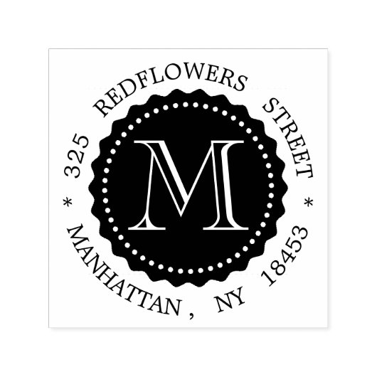 Monogram adresstempel zelfinktende stempel (Design)