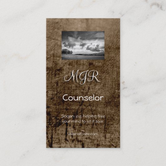 Monogram, adviesdiensten, ledereffect visitekaartje (Voorkant)