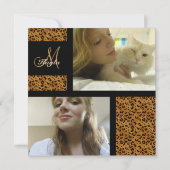 Monogram: Afbeelding: Leopard-afdrukuitnodigingen Kaart (Achterkant)