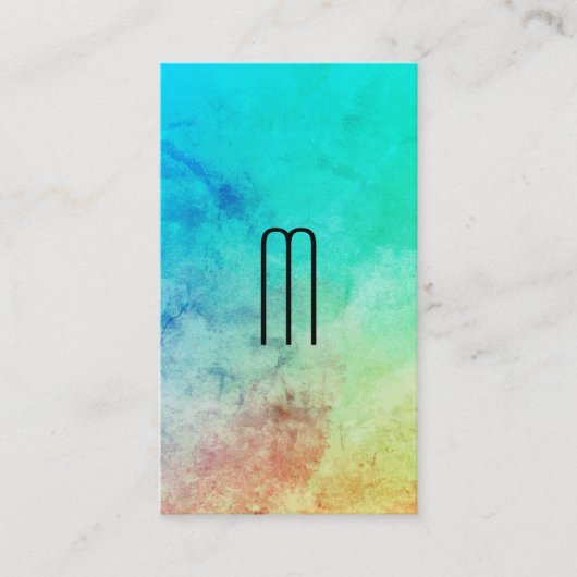 Monogram afbeelding met gekleurde textuur en grijs visitekaartje (Voorkant)