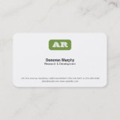 Monogram afgeronde achtergrond (appelgroen) visitekaartje (Achterkant)